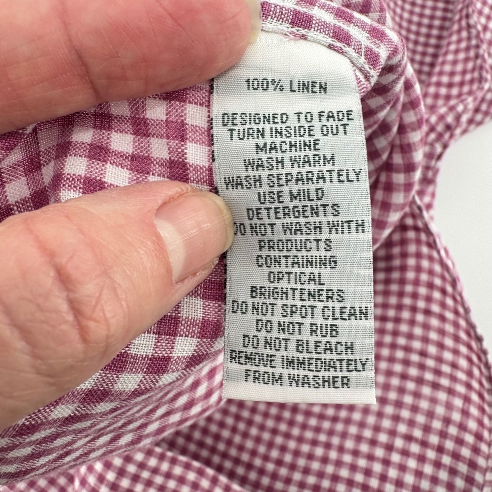 Rodd & Gunn Button Up Shirt Mens 3XL Pink Gingham 100%‎ Linen Italian Fabric - Picture 9 of 12